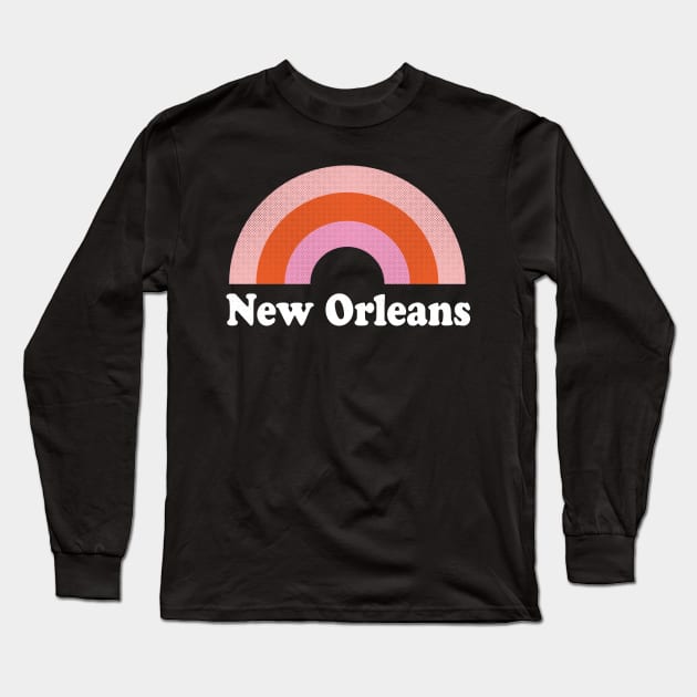 New Orleans, Louisiana - LA Retro Rainbow and Text Long Sleeve T-Shirt by thepatriotshop